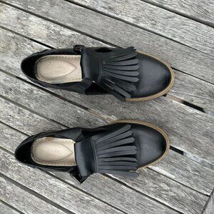 Clarks Griffin Mia Kiltie Loafer Black Leather